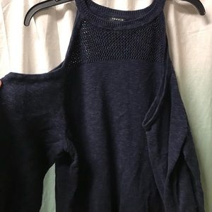 Navy blue cold shoulder sweater